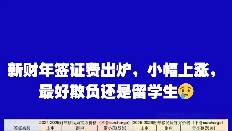 新财年各类签证申请费出炉，请查收🤝
