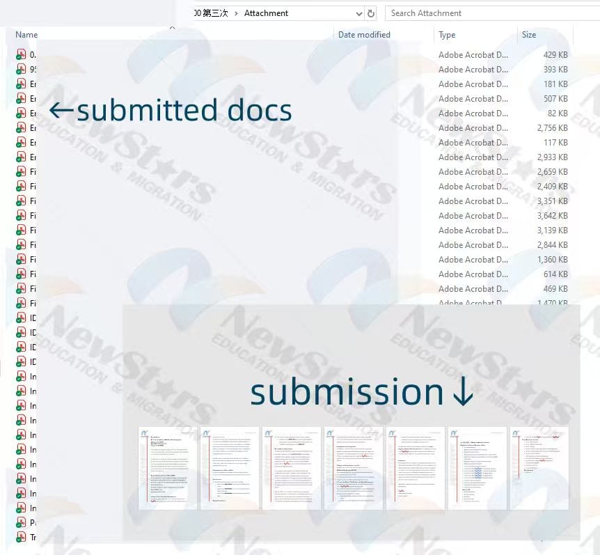 父母旅游签四次下签 - 视觉证据 2 (Submitted docs + 我方 submission 多页材料)