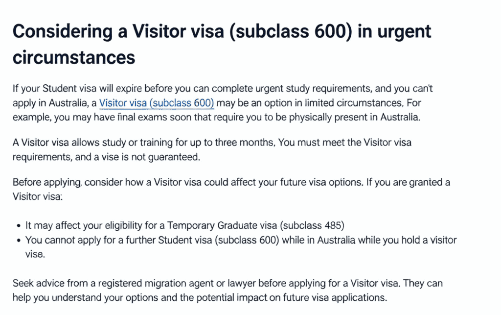 澳洲学签境外续签紧急过渡方案,600 旅游签可学习最多 3 个月但可能影响 485 毕业生签证