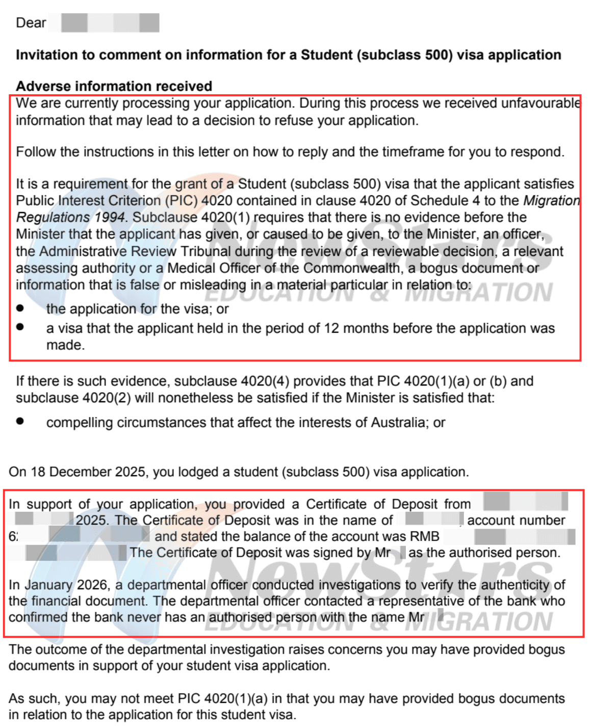 Student (Subclass 500) Visa Refused on PIC 4020 False-Document Grounds — the Department Admitted Its Error, Set Aside the Refusal and Finally Granted the Visa! — Visa Grant Records 1