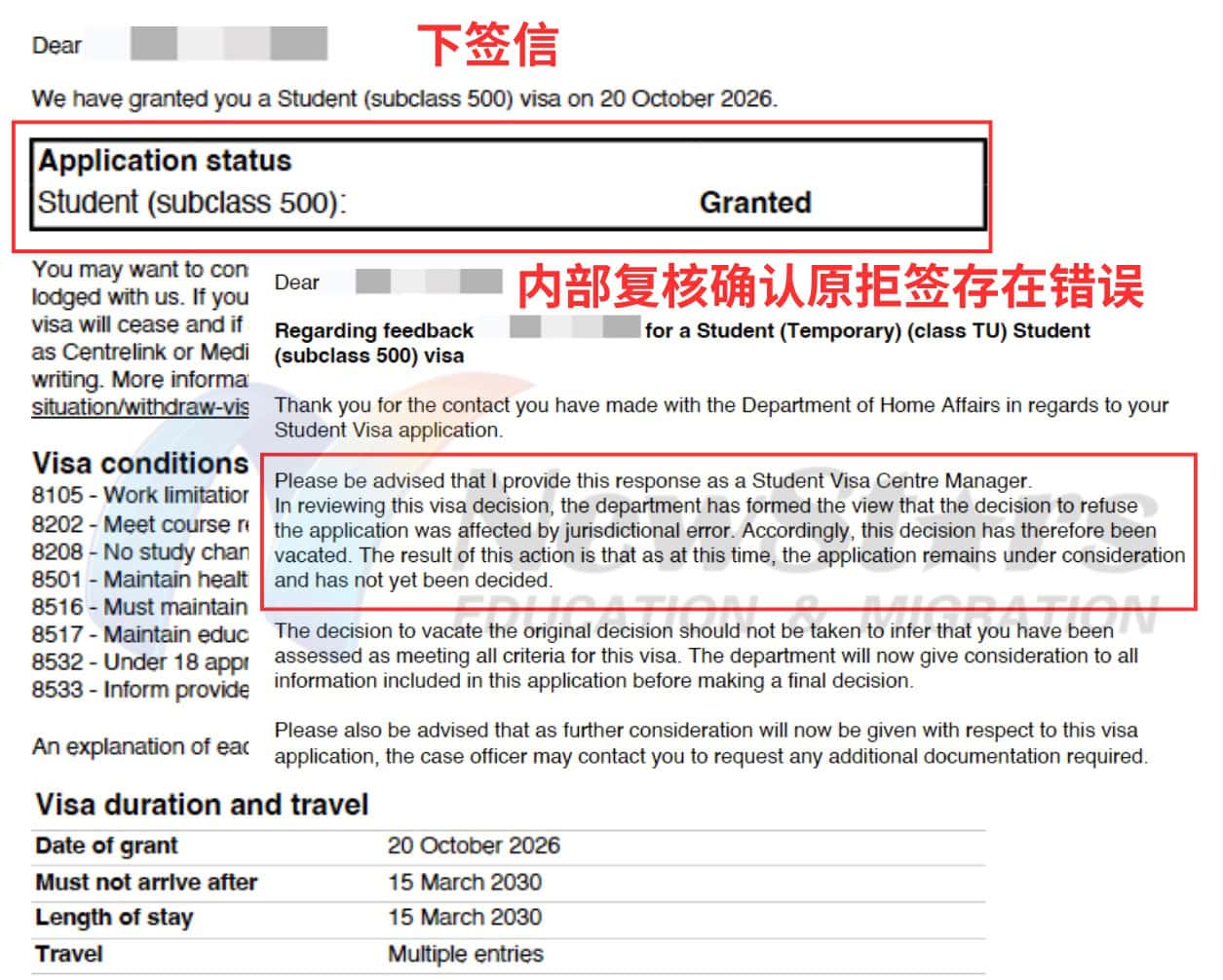 Student (Subclass 500) Visa Refused on PIC 4020 False-Document Grounds — the Department Admitted Its Error, Set Aside the Refusal and Finally Granted the Visa! — Visa Grant Records 3