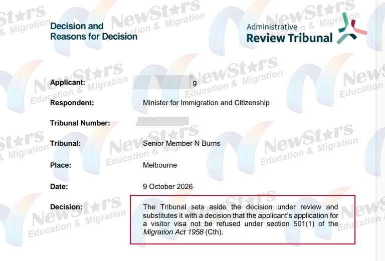 An Australian PR Holder’s Parent With a Criminal Record Refused a Visitor Visa on Character Grounds — Overturned on Appeal! — Case Records 3